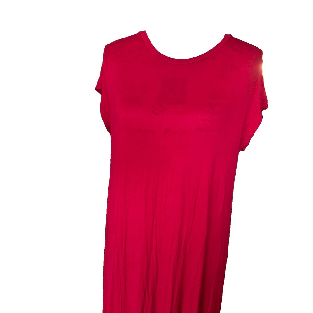 Acting Pro Red High Side Slit Cap Sleeve Casual Maxi Lounge Dress Large